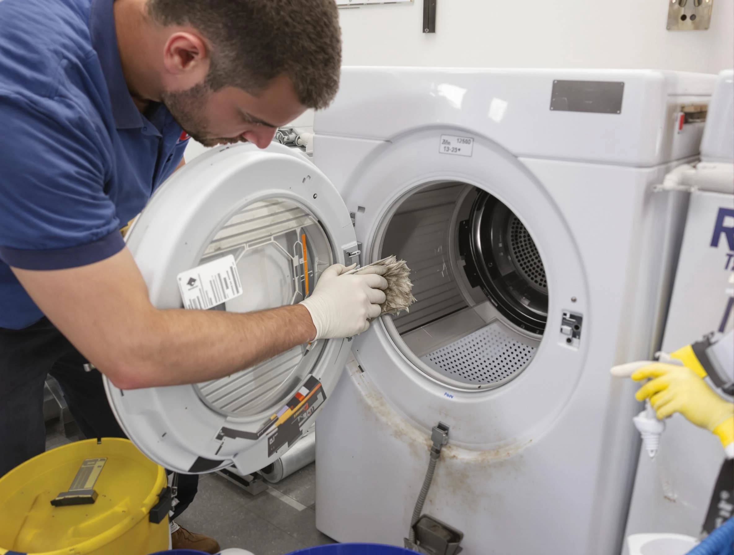 Irvine Dryer Vent Cleaning specialist performing detailed lint trap cleaning service in Irvine