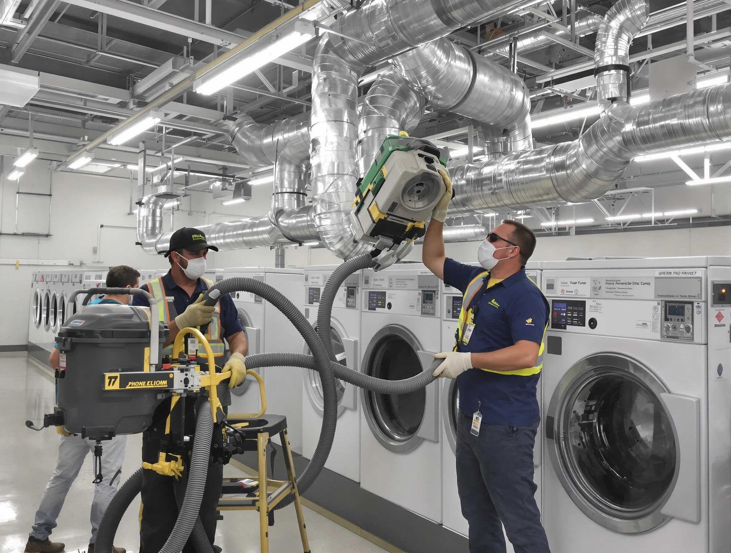 Irvine Dryer Vent Cleaning team cleaning large-scale industrial dryer vent systems at a facility in Irvine