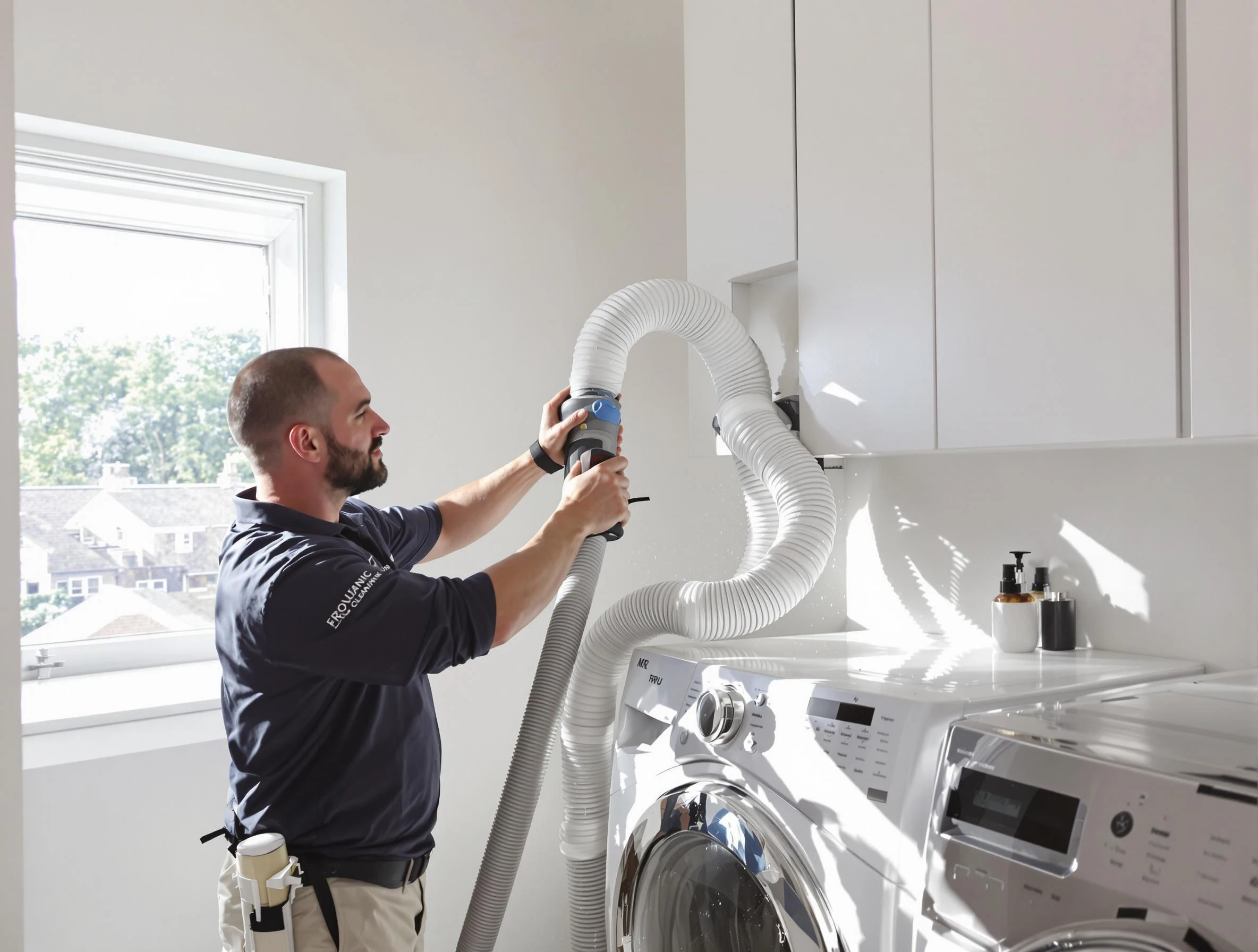 Certified Irvine Dryer Vent Cleaning technician performing dryer vent cleaning in Irvine