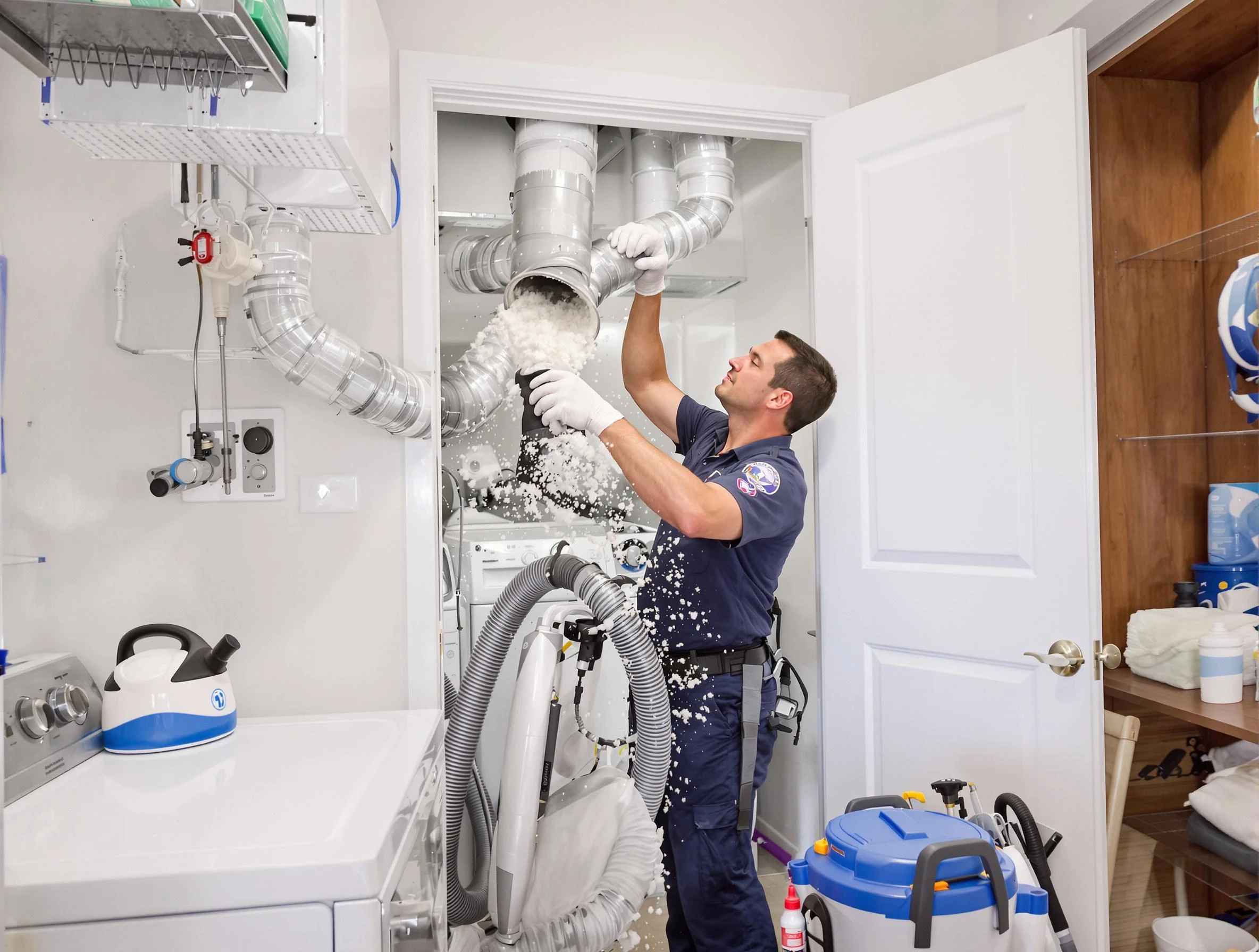 Irvine Dryer Vent Cleaning technician delivering thorough residential dryer vent cleaning service in Irvine